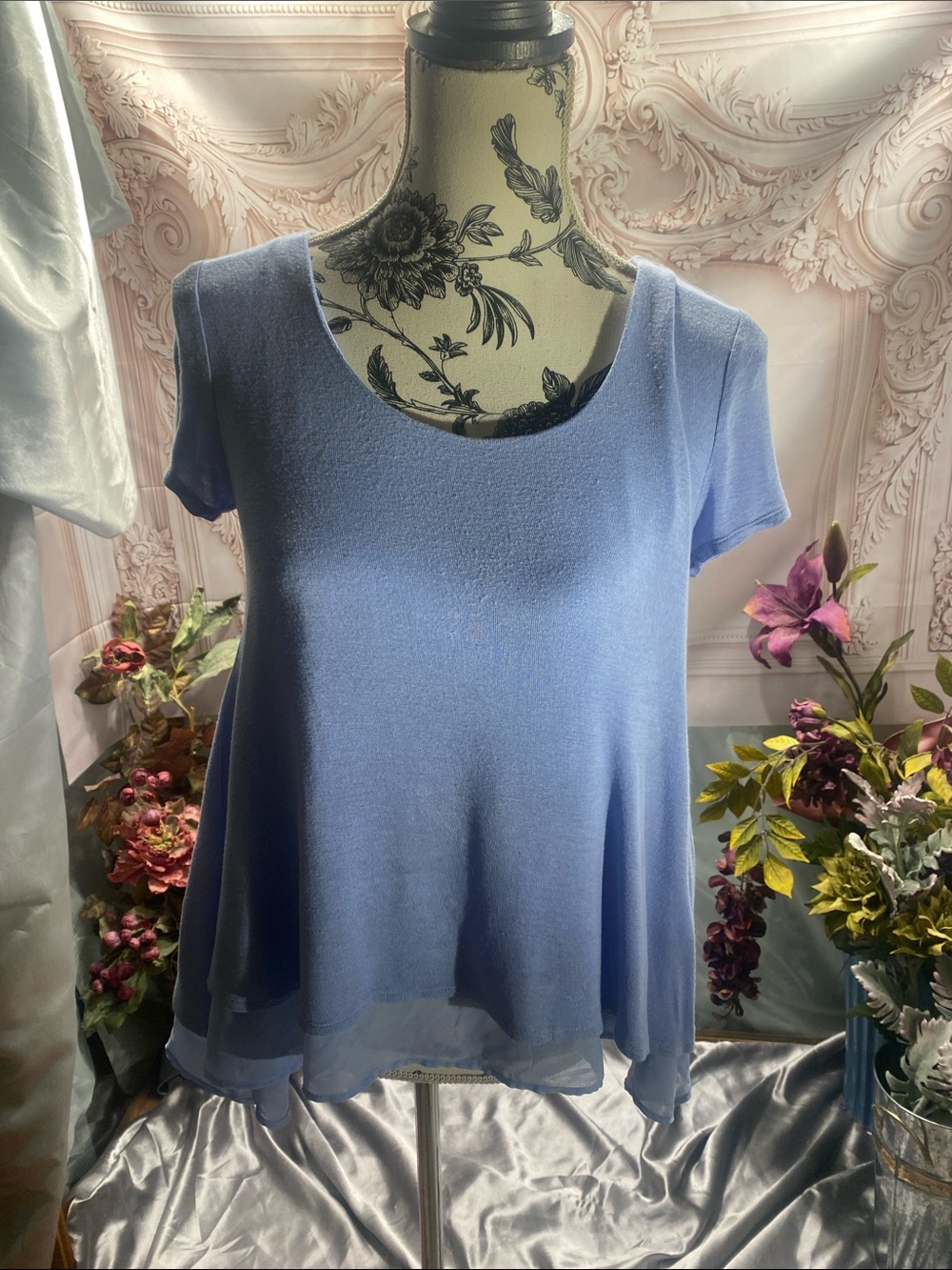 Cloud Chaser Periwinkle Short-Sleeve Swing Tunic